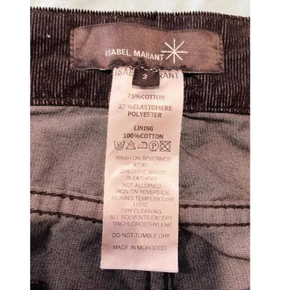 ISABEL MARANT BLACK CORDUROY STRAIGHT LEG PANTS - Picture 4 of 5